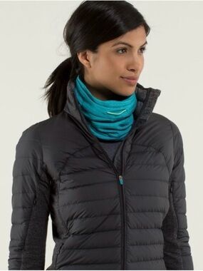 Lululemon Teal Blue Brisk Run Soft Reversible Neck Warmer Gaiter Winter Outdoor